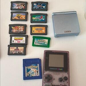 Nintendo Game Boy Color Transparent Purple with Games